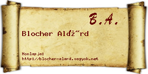 Blocher Alárd névjegykártya